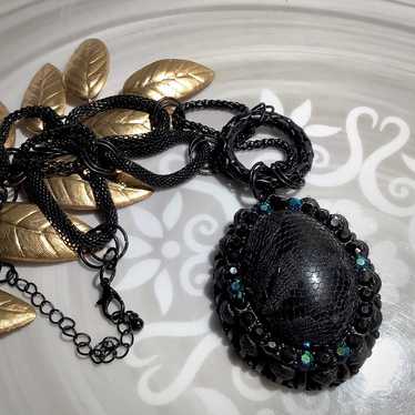 Black Lace & Rhinestone necklace