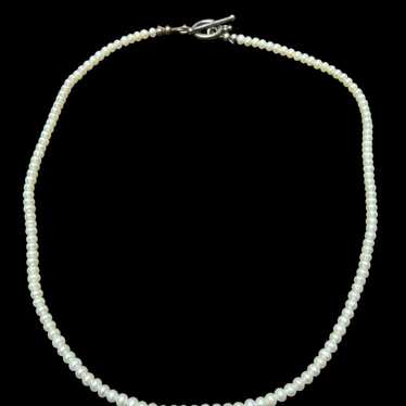 Genuine Pearl & Sterling Silver Vintage Necklace … - image 1