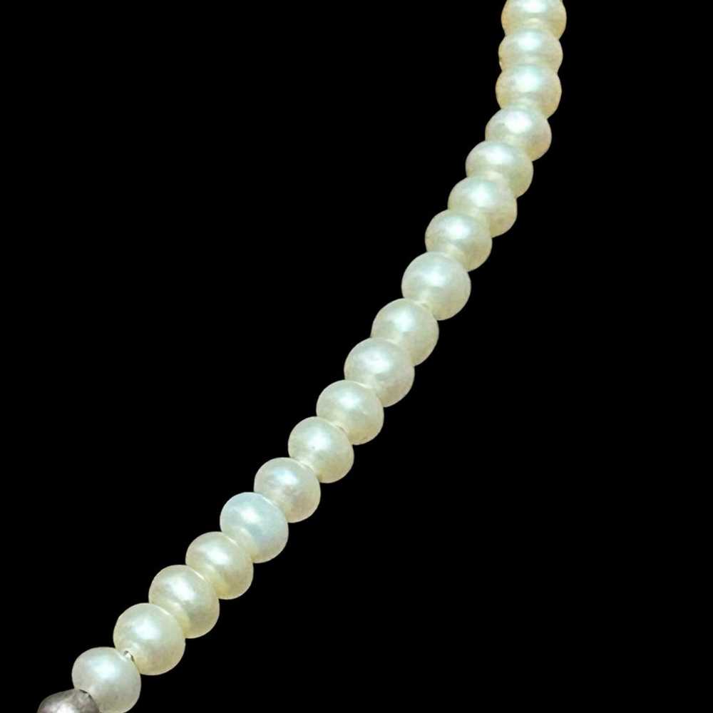 Genuine Pearl & Sterling Silver Vintage Necklace … - image 2