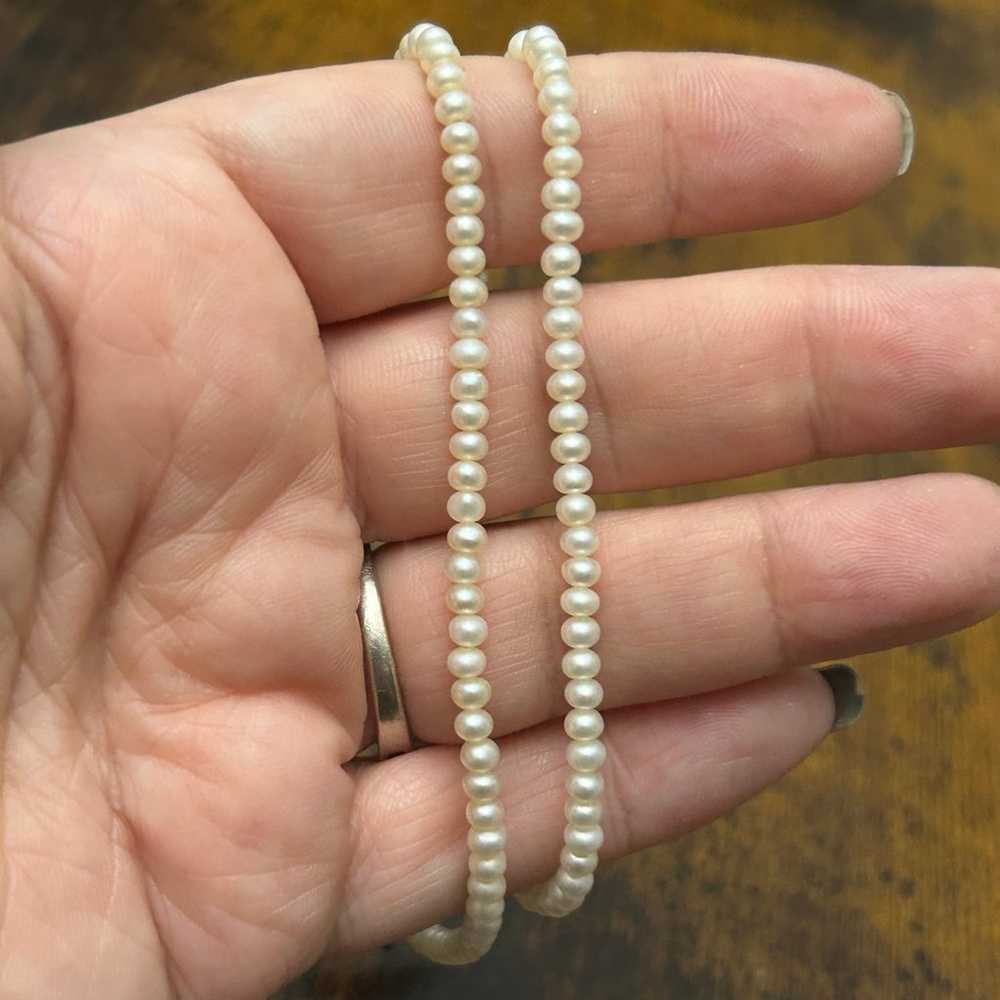 Genuine Pearl & Sterling Silver Vintage Necklace … - image 3