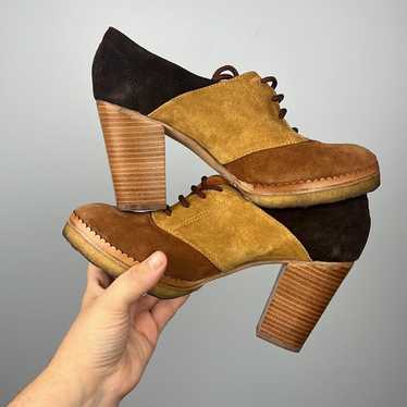 Kenzo color block suede block heel Oxford style sh