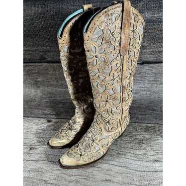 Corral Ladies Sand Brown Glitter Inlay & Studs Kne