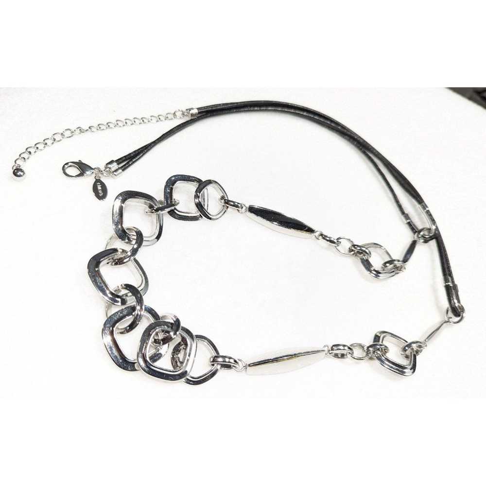 Chico's Silver Tone and Leather Necklace - image 2