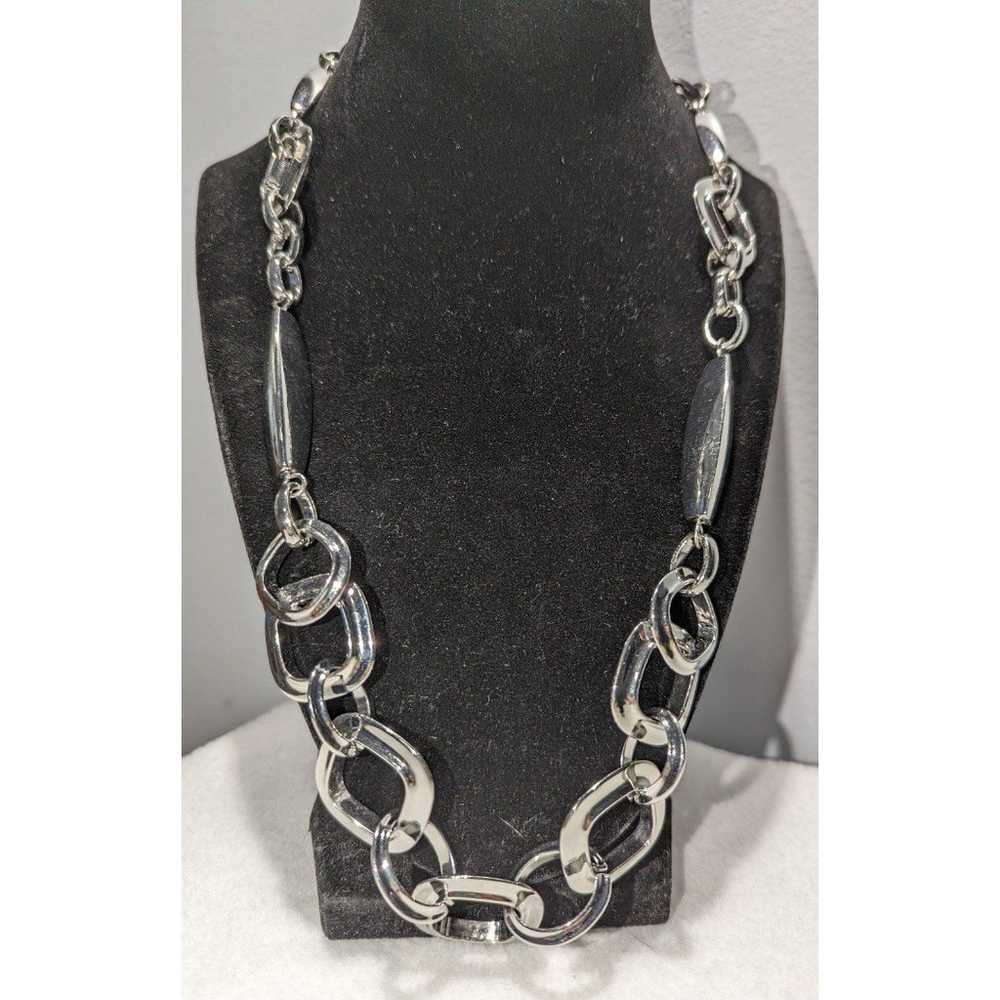 Chico's Silver Tone and Leather Necklace - image 5