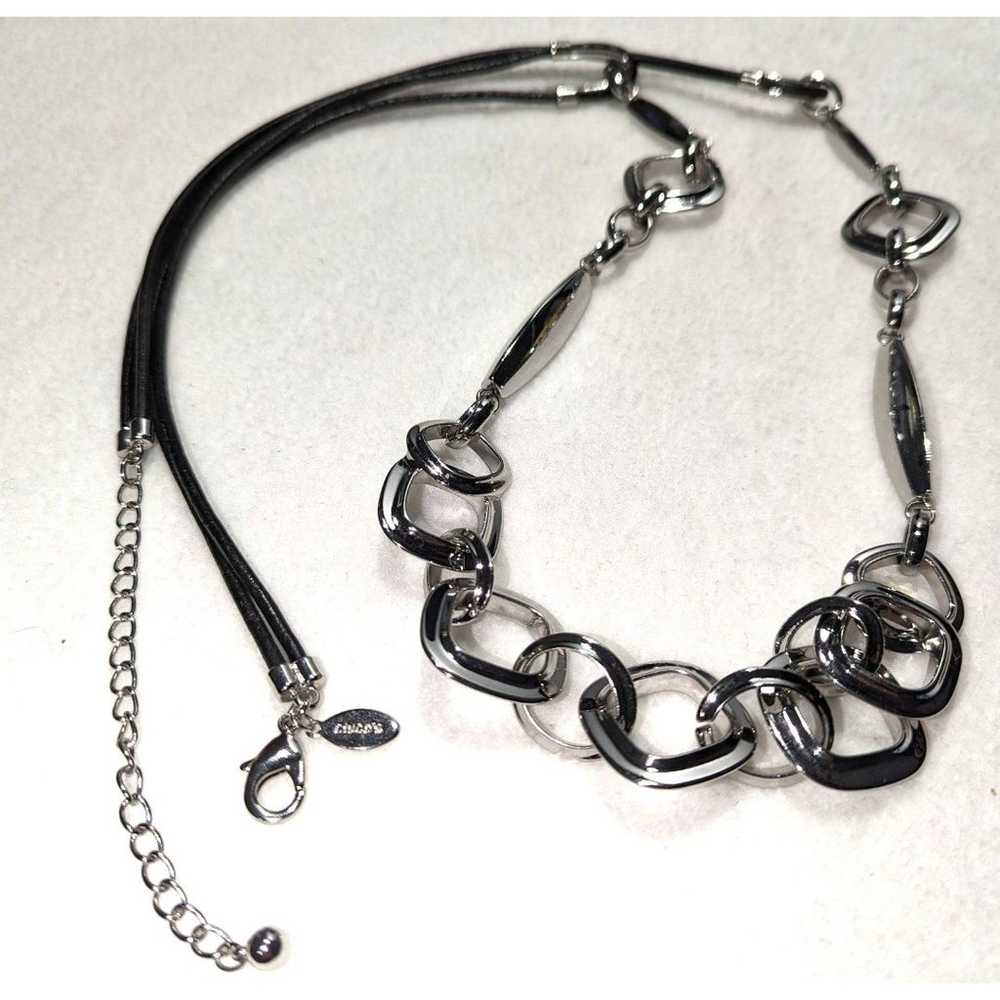 Chico's Silver Tone and Leather Necklace - image 6