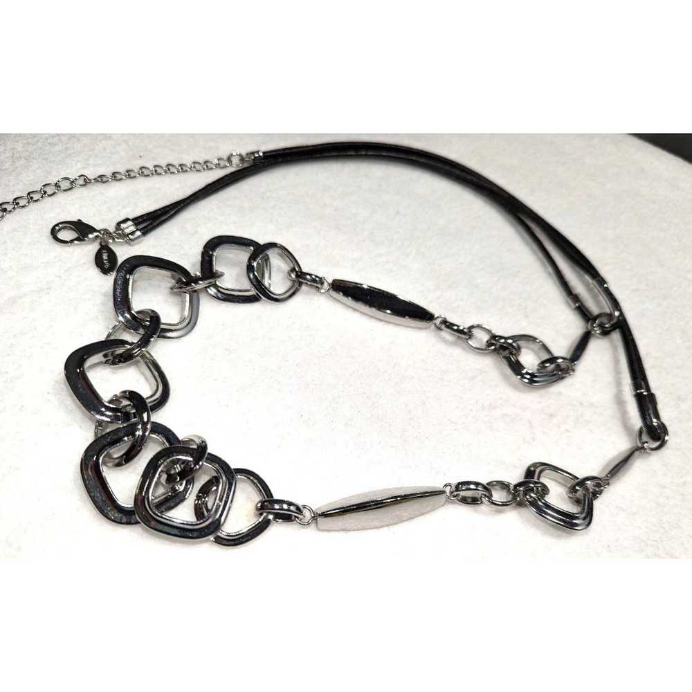 Chico's Silver Tone and Leather Necklace - image 7