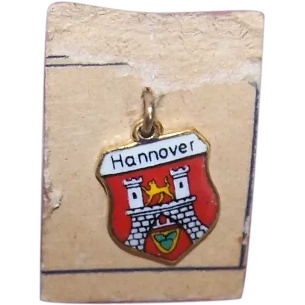 Gold Metal Enamel Travel Shield Charm - Hanover - image 1