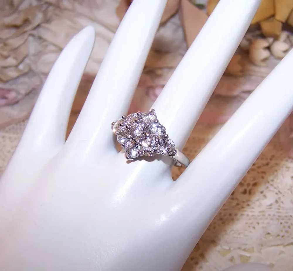 Sterling Silver Cubic Zirconia CZ Cocktail Ring - image 3