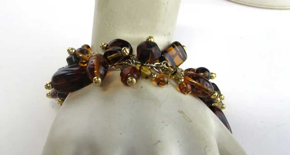 Joan Rivers Gold Tone Bracelet With Big Amber Luc… - image 2