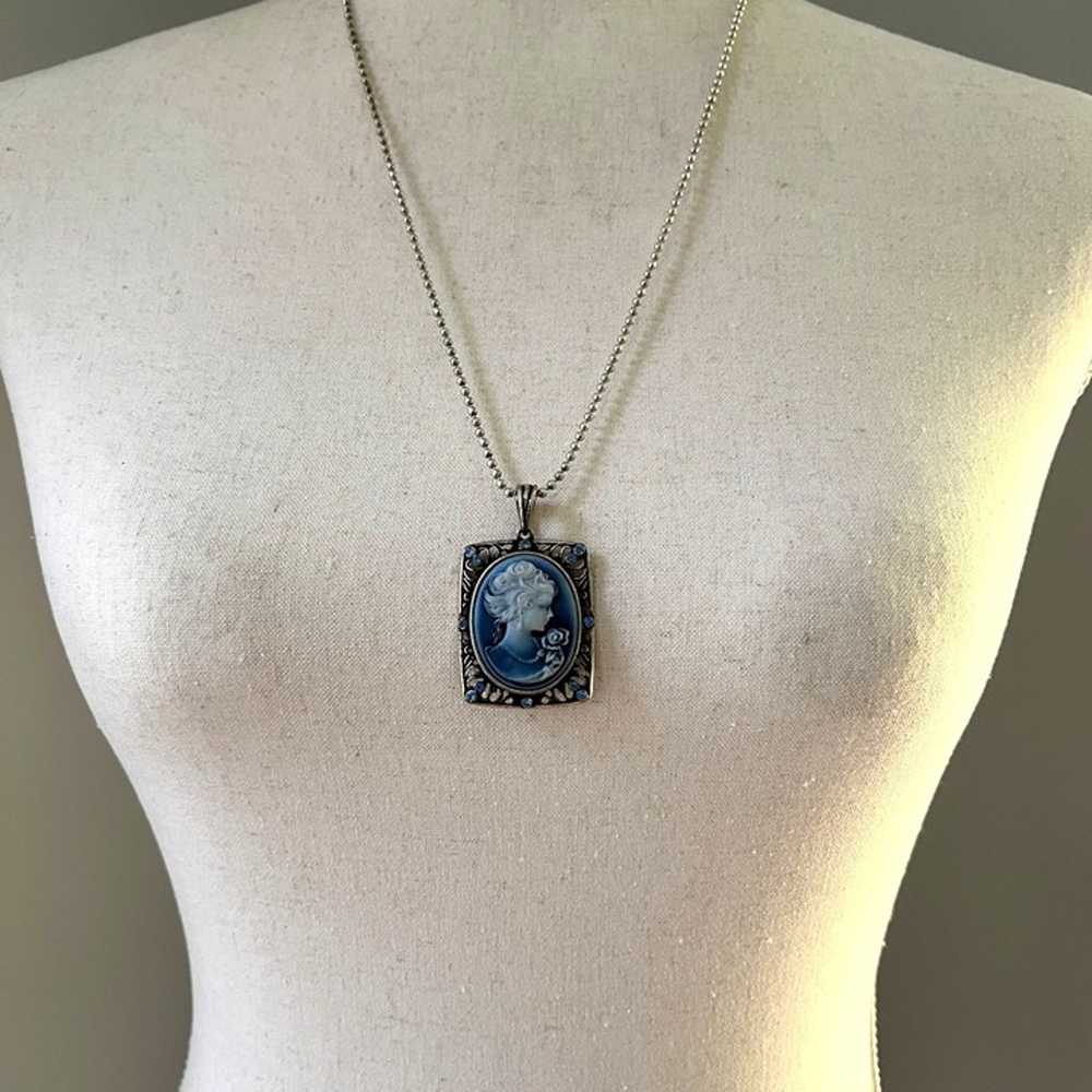 Vintage Style Victorian Revival Blue Rhinestone C… - image 1