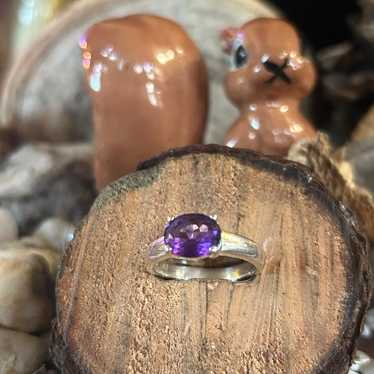 925 Sterling vintage fabulous amethyst size 7 ring - image 1