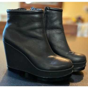 ROBERT CLERGERIE Sarlaj Black Leather Boots Wedge… - image 1