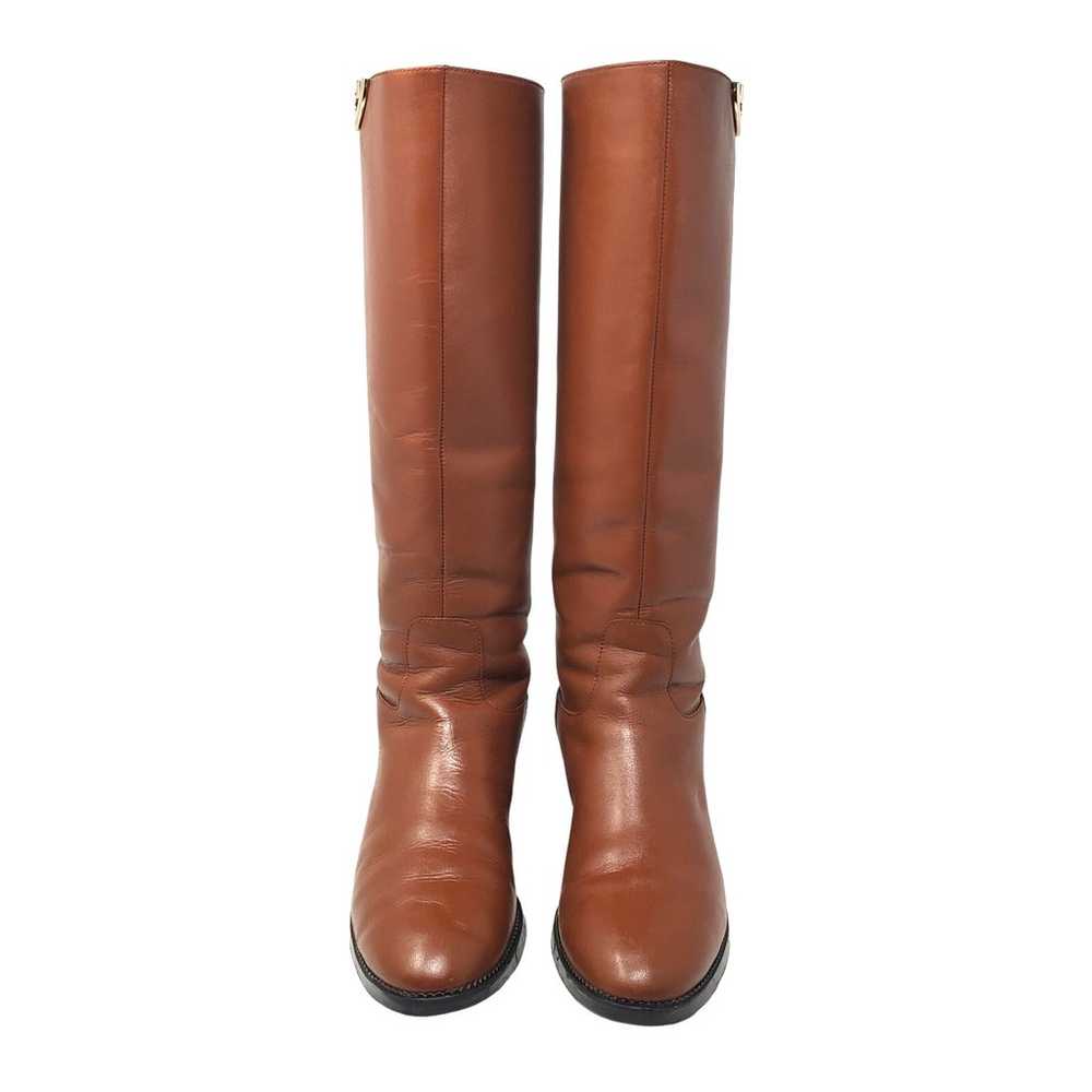 Tory Burch Sidney Boot Knee High Gold Logo Smooth… - image 2