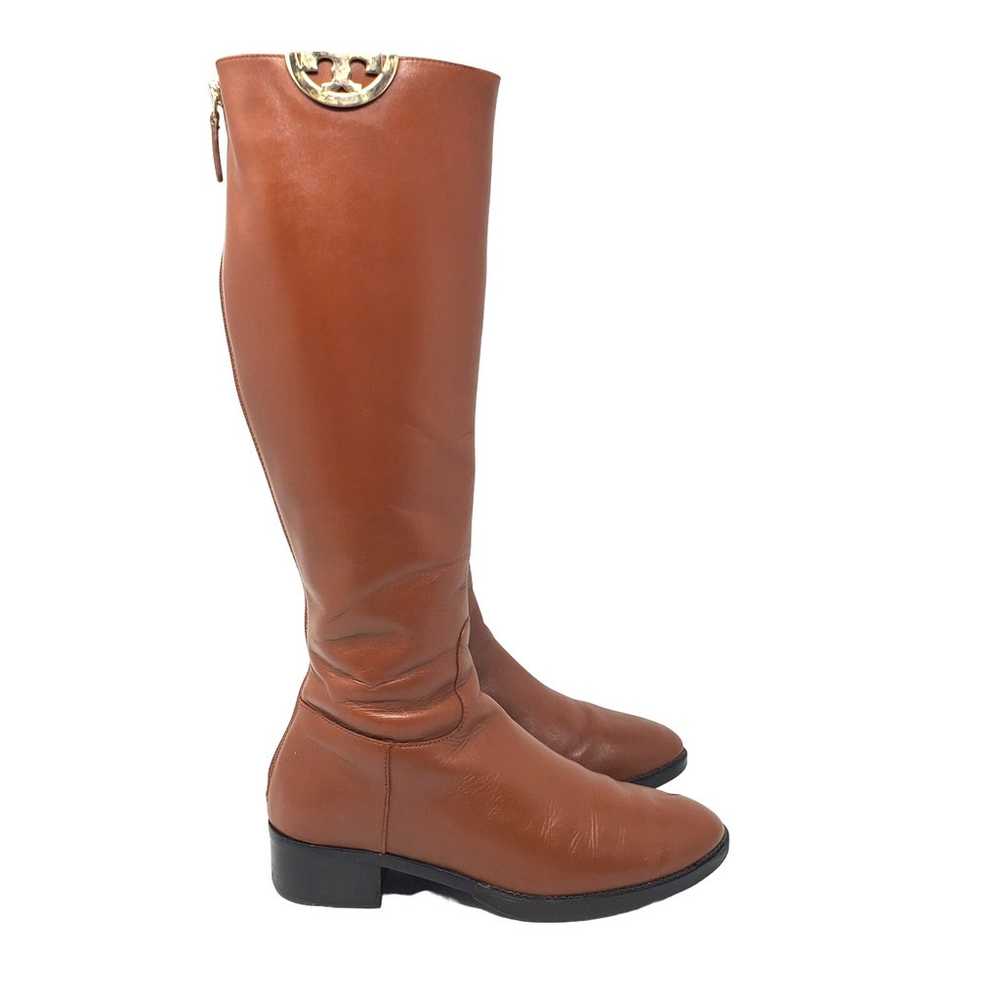 Tory Burch Sidney Boot Knee High Gold Logo Smooth… - image 3