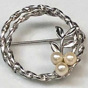 A&Z Sterling Silver Faux Pearl Brooch - image 1