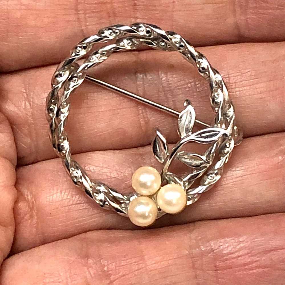 A&Z Sterling Silver Faux Pearl Brooch - image 2