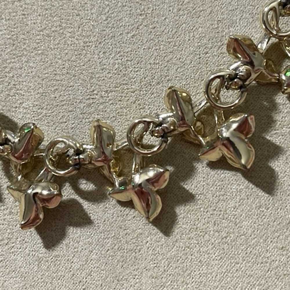 Vintage 16” Long Choker Gold Tone Leaf Necklace - image 6