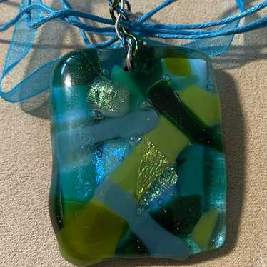 Vintage Glass Hand Crafted Pendant Necklace