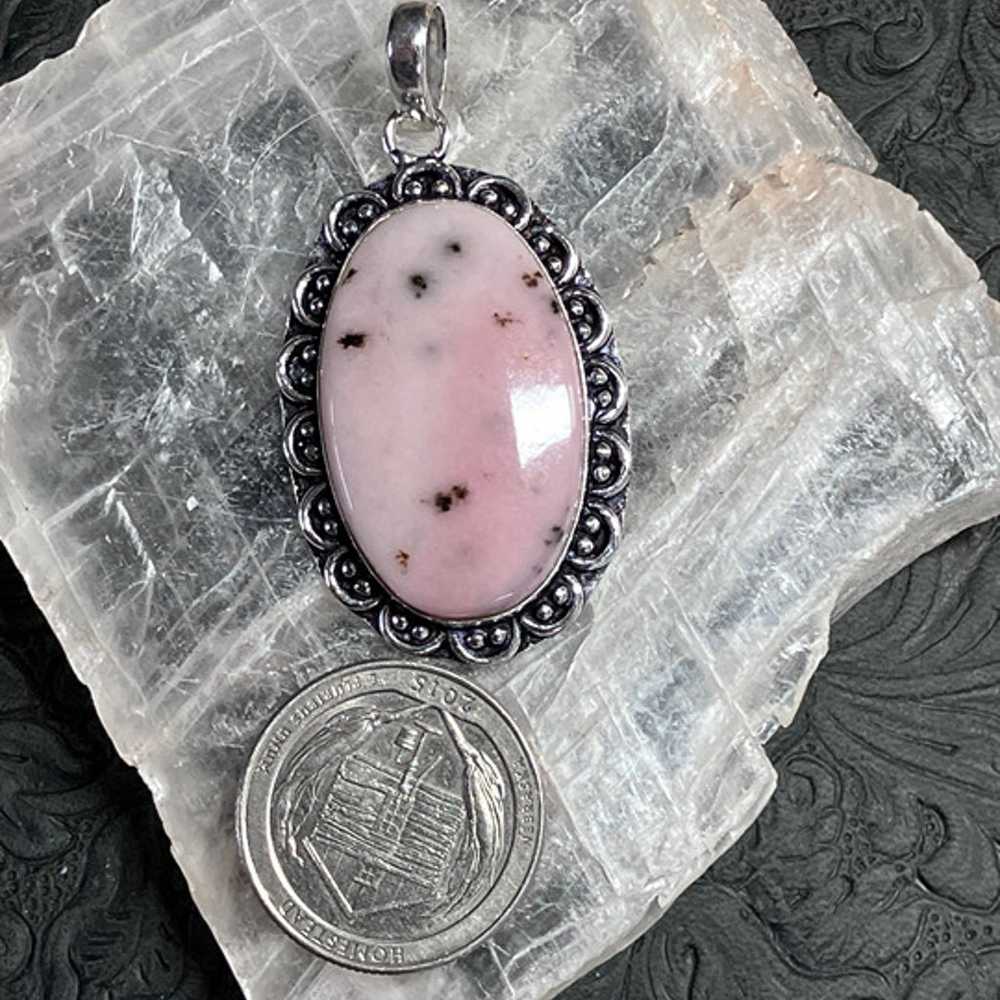 Oval Dendritic Pink Opal Pendant Crystal Stone Je… - image 3