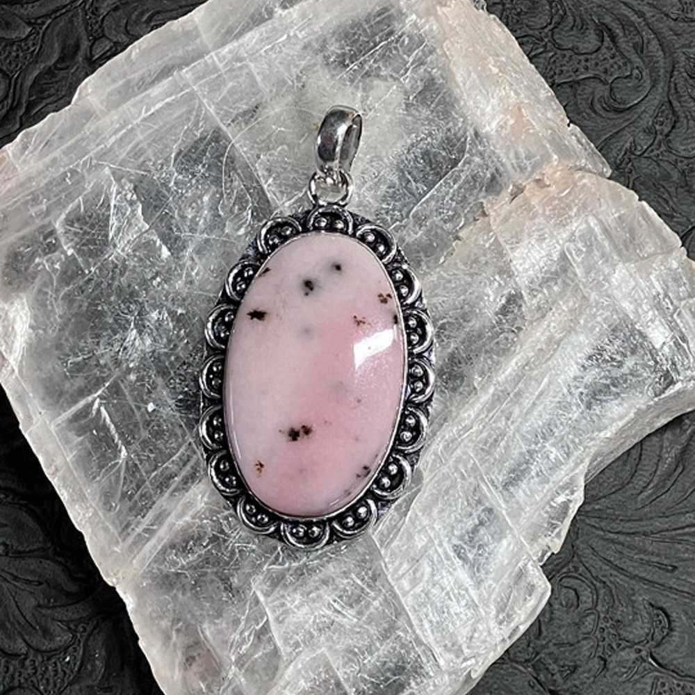 Oval Dendritic Pink Opal Pendant Crystal Stone Je… - image 4