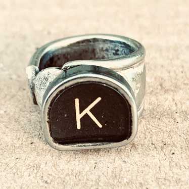 K typewriter key and spoon ring - image 1