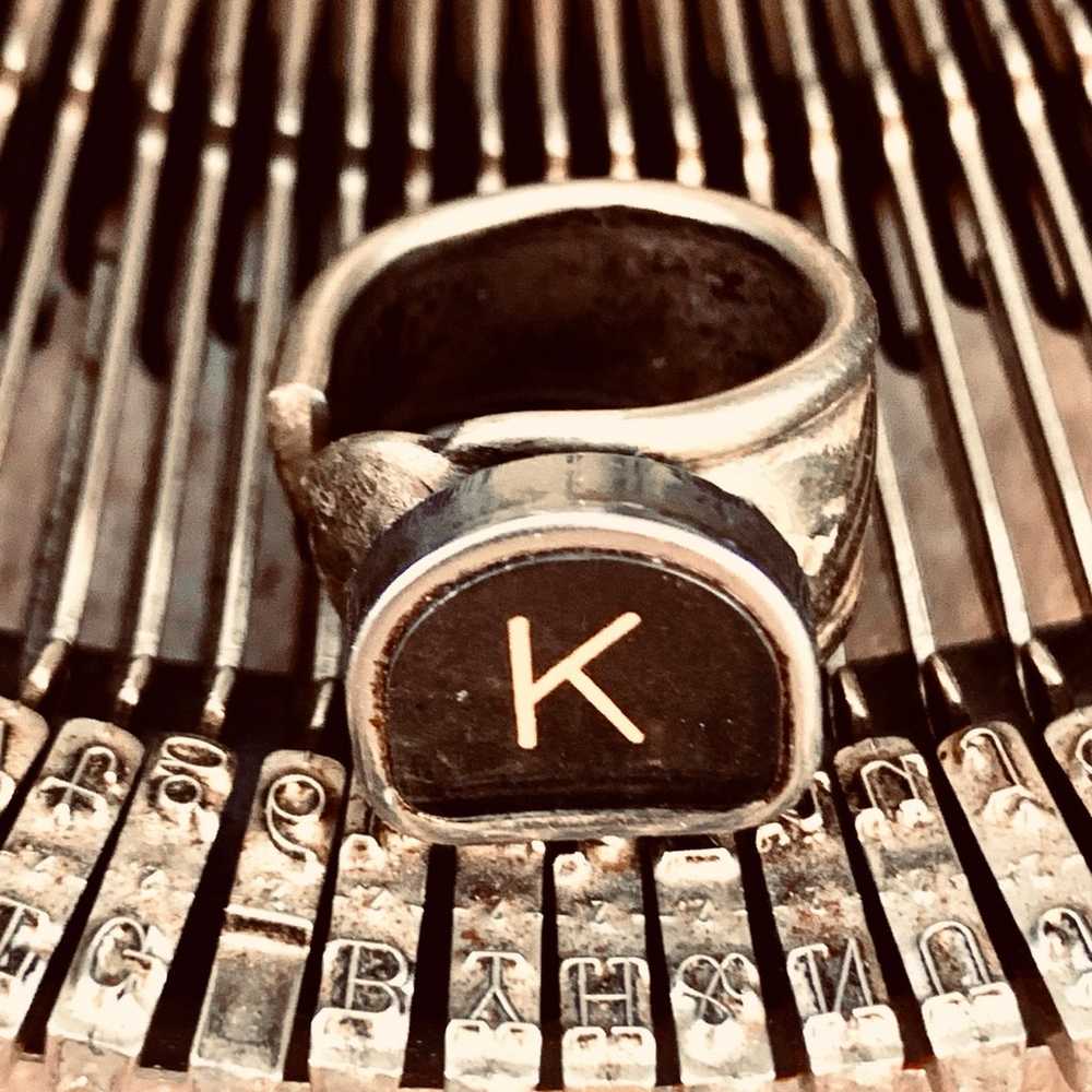 K typewriter key and spoon ring - image 2