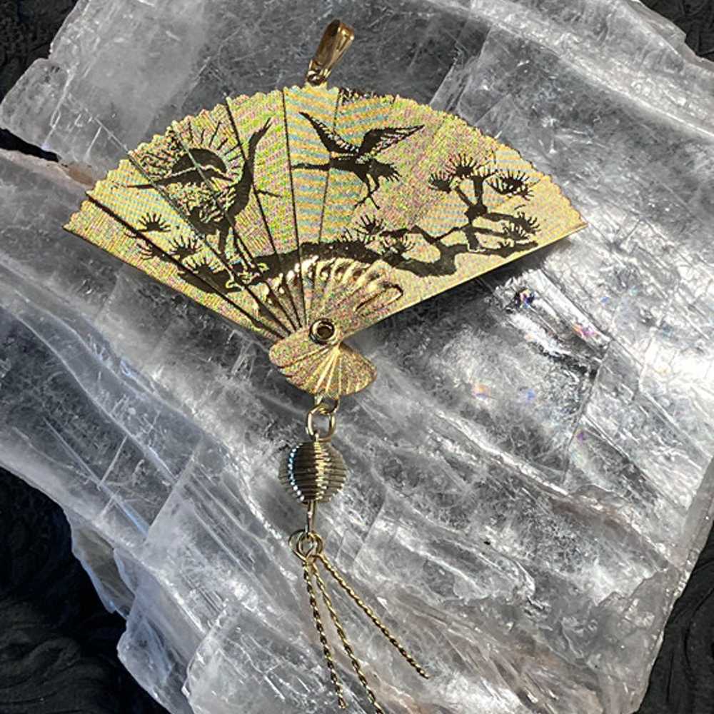 Chinese Phoenix and Crane or Heron Expandable Fan… - image 7