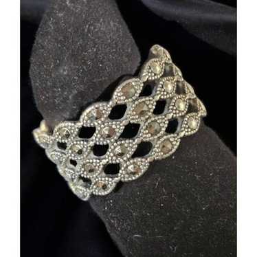 Vintage 925 Sterling Silver Marcasite Eternity Ba… - image 1