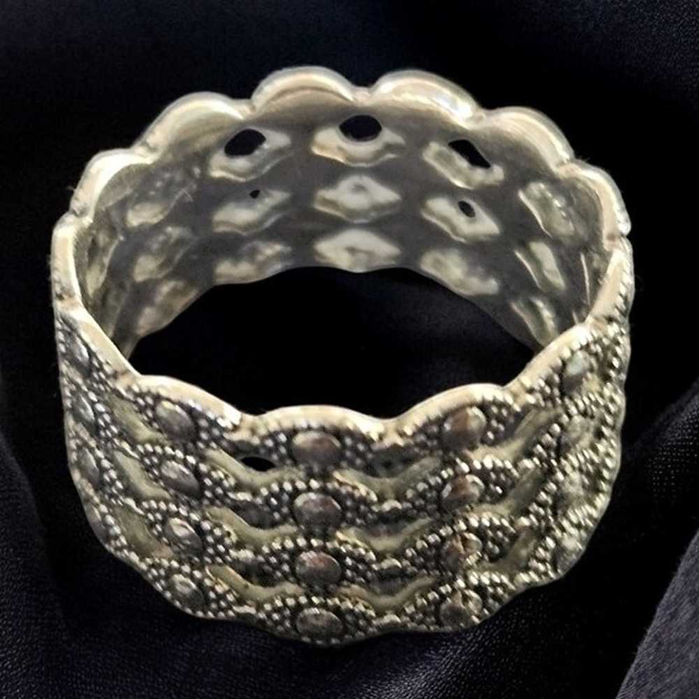 Vintage 925 Sterling Silver Marcasite Eternity Ba… - image 3