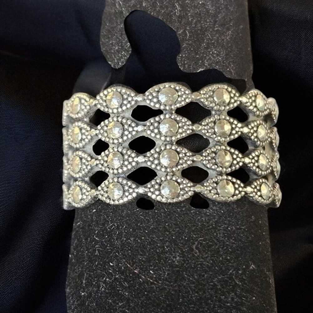 Vintage 925 Sterling Silver Marcasite Eternity Ba… - image 5