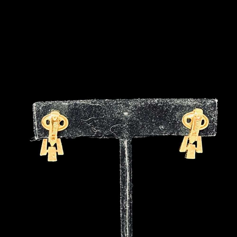 Crown Trifari Gold Tone & Clear Rhinestone Dangle… - image 3