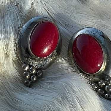 SILVER RED JASPER EARRINGS - image 1