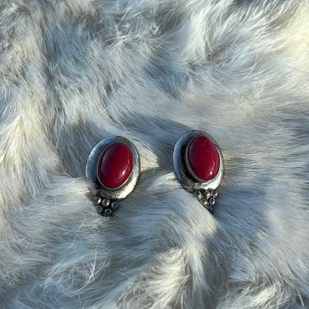 SILVER RED JASPER EARRINGS - image 2