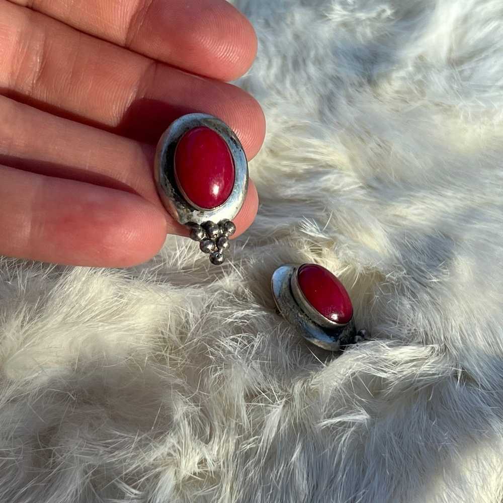 SILVER RED JASPER EARRINGS - image 3