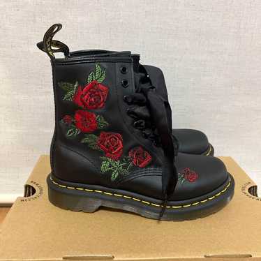 Dr. Martens Black Rose Embroidered Booties - image 1