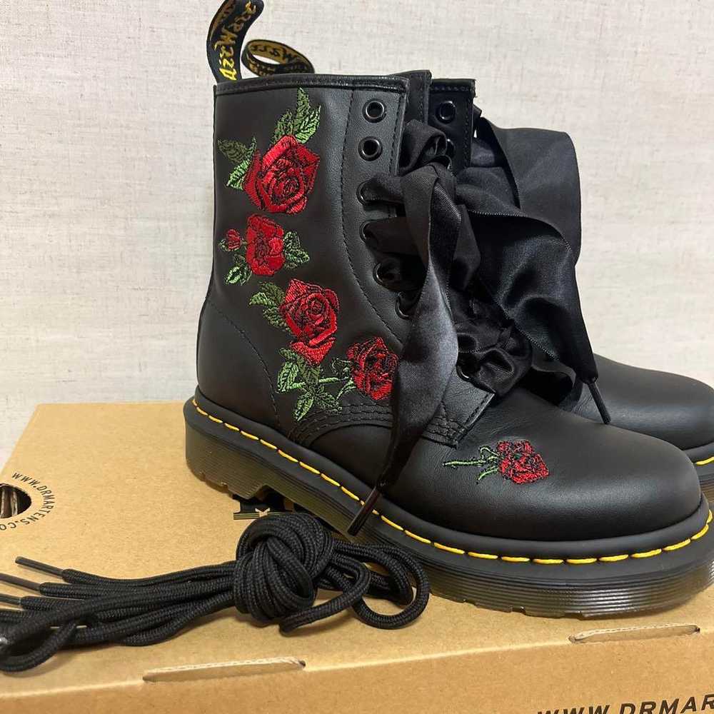 Dr. Martens Black Rose Embroidered Booties - image 2