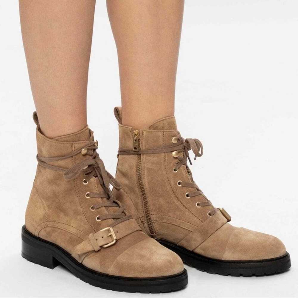 AllSaints Suede Lace Up Dark Sand Combat Boots - image 3