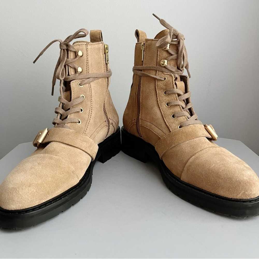 AllSaints Suede Lace Up Dark Sand Combat Boots - image 6