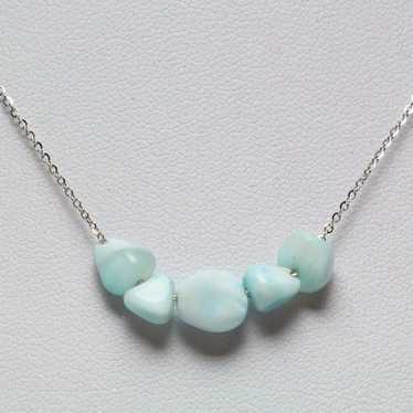 Larimar Gemstone Necklace Jewelry Curb Sterling Si