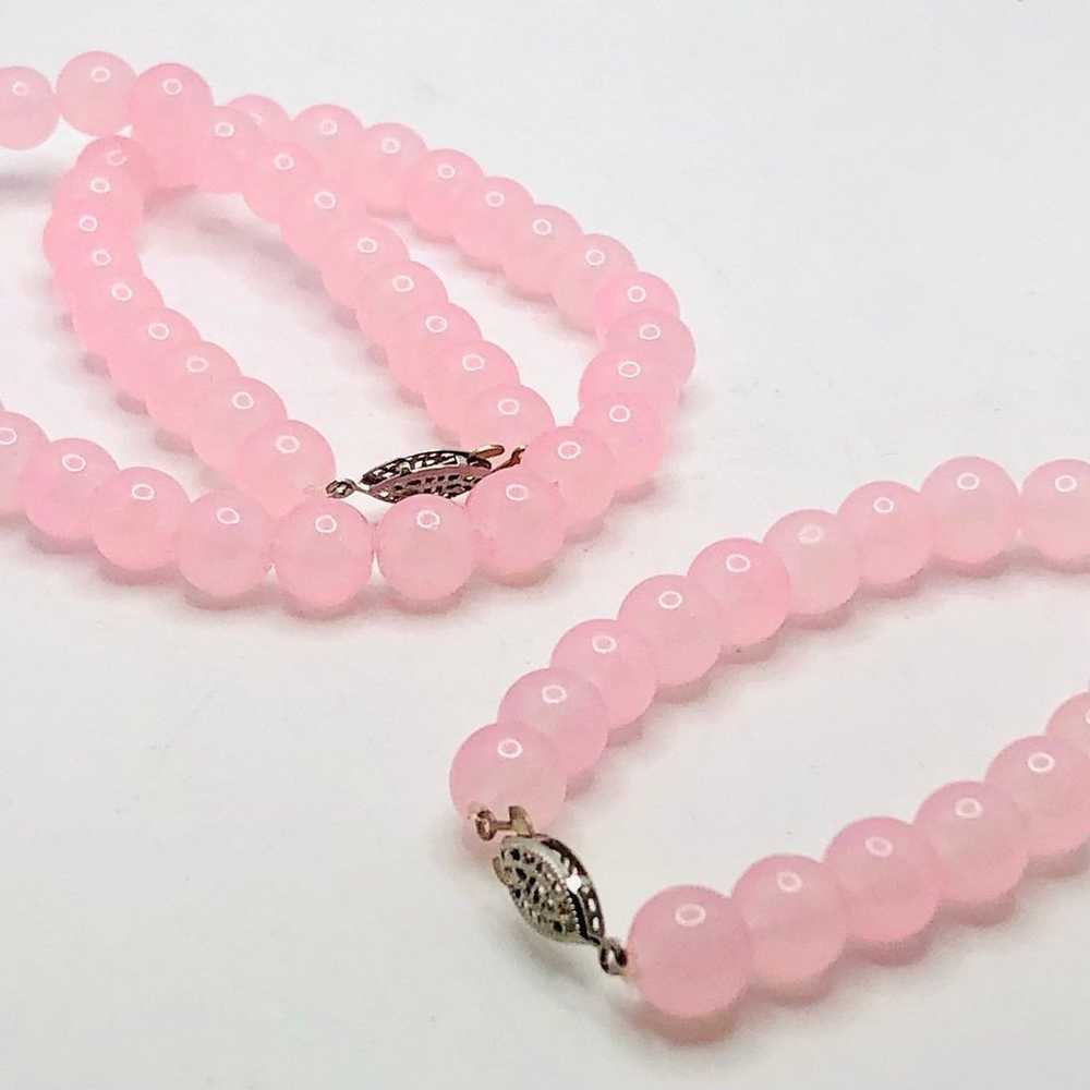 Pink Quartz Sterling Silver Necklace & Bracelet S… - image 3