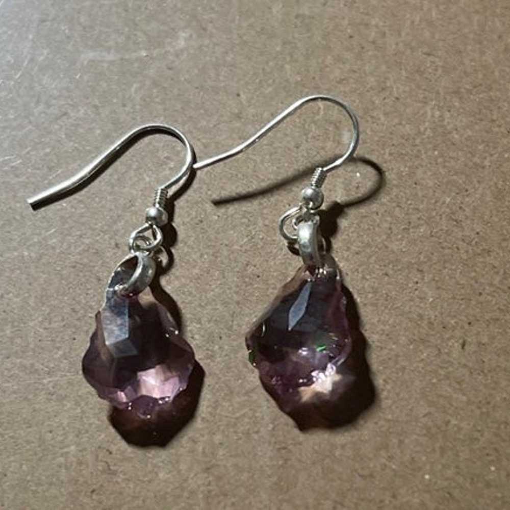 Vintage Swarovski faceted teardrop light purple c… - image 1