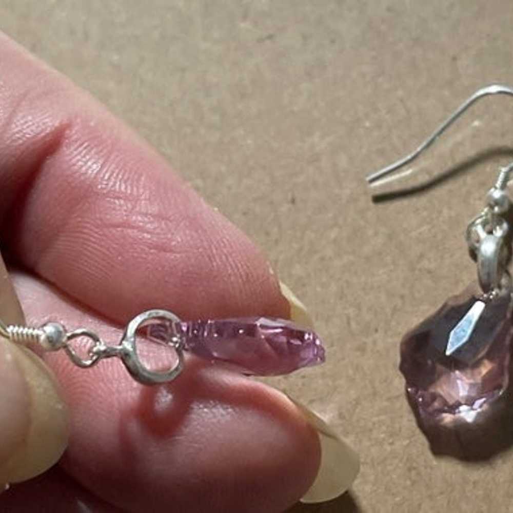 Vintage Swarovski faceted teardrop light purple c… - image 2