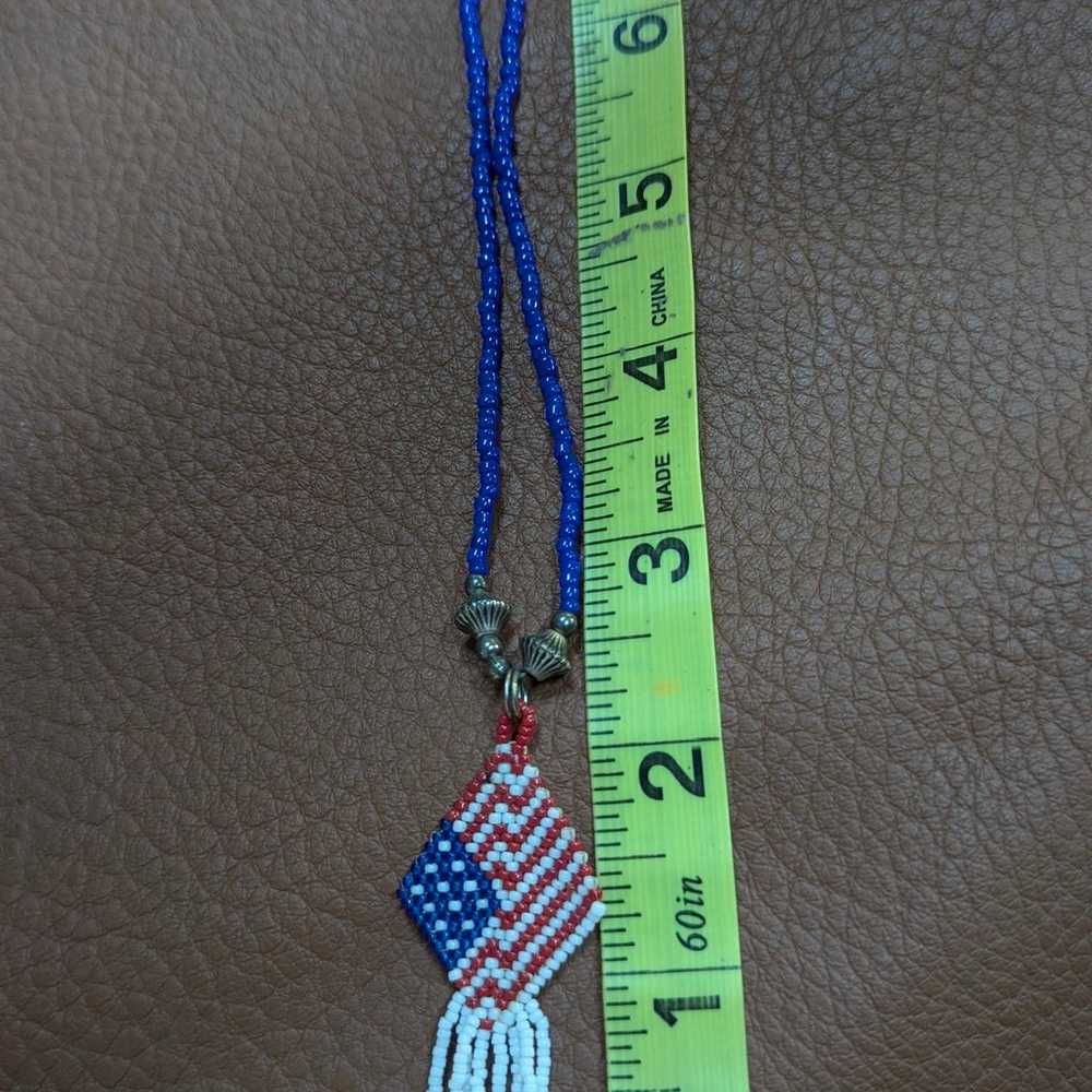 Beaded American Flag Necklace - image 3