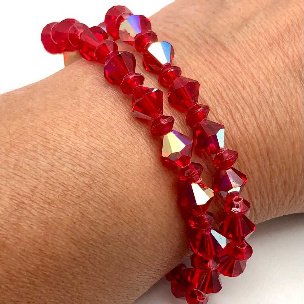 Vintage Red Fire Polished Austrian Glass Bracelet… - image 2