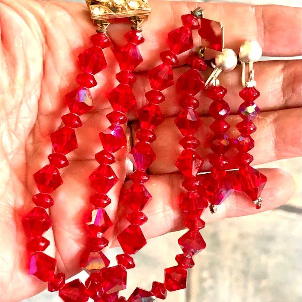 Vintage Red Fire Polished Austrian Glass Bracelet… - image 5