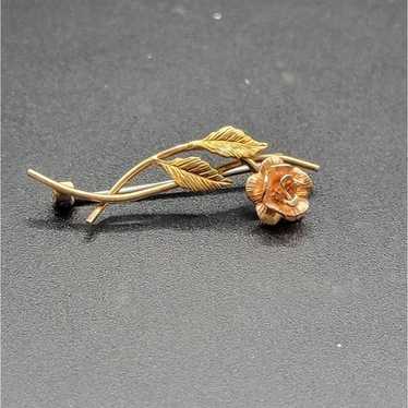 Vintage Krementz Gold filled 3D Rose and leaf Dan… - image 1