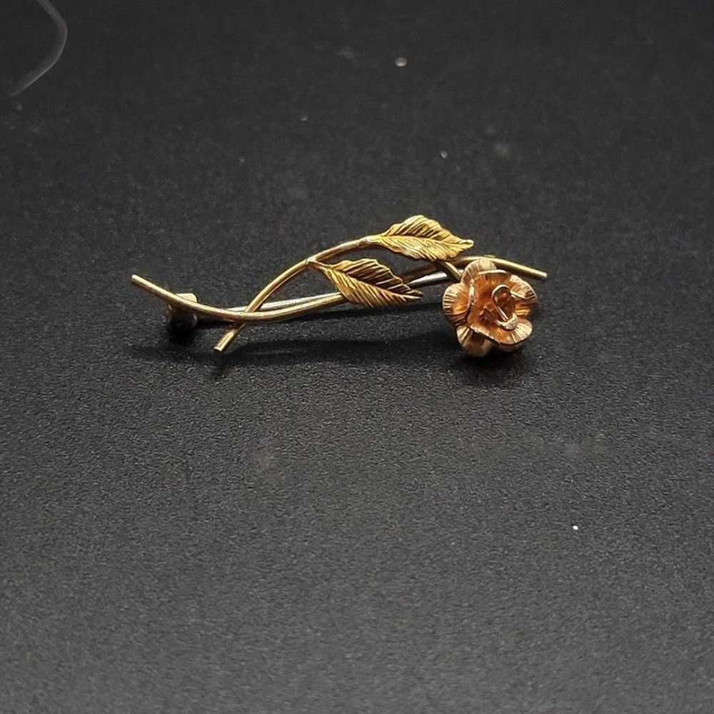 Vintage Krementz Gold filled 3D Rose and leaf Dan… - image 5