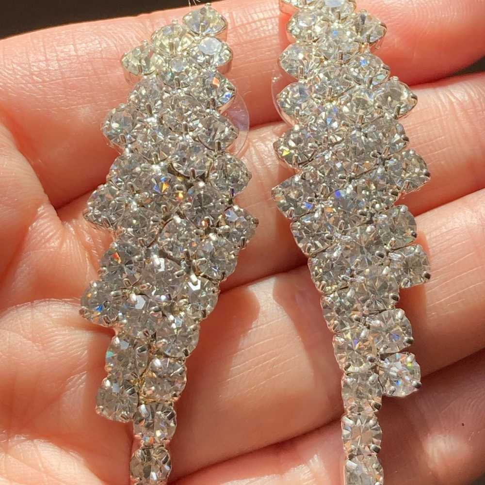 Vintage clear rhinestone post Earrings - image 1