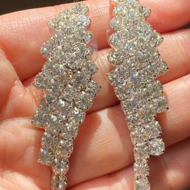 Vintage clear rhinestone post Earrings - image 1