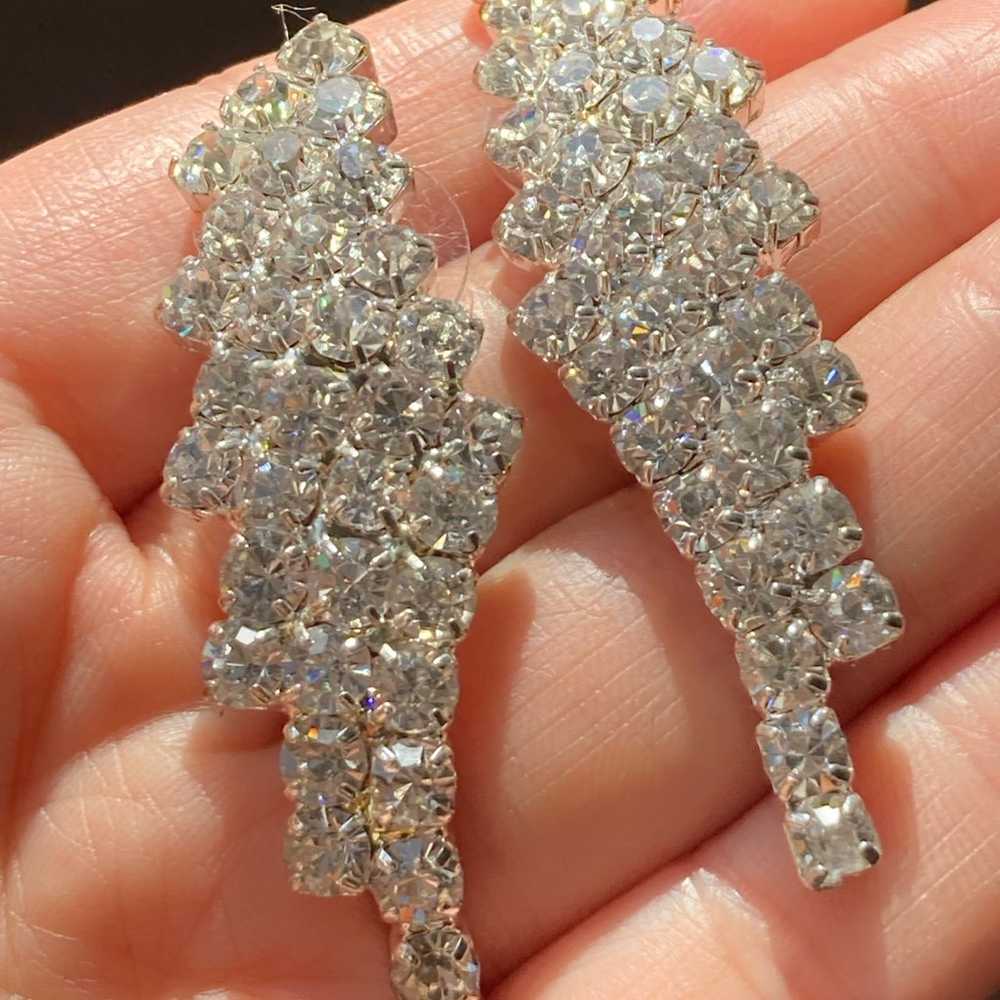 Vintage clear rhinestone post Earrings - image 2